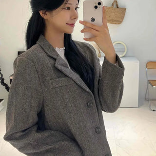 New Basic Transitional Plain Wool/Wool Jacket