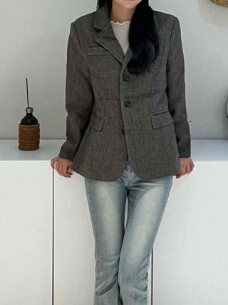 New Basic Transitional Plain Wool/Wool Jacket