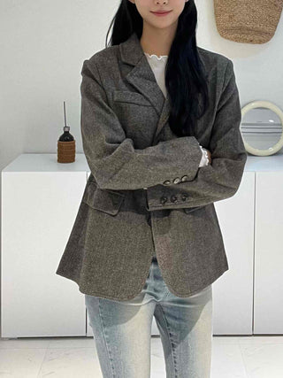 New Basic Transitional Plain Wool/Wool Jacket