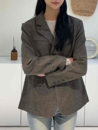 New Basic Transitional Plain Wool/Wool Jacket