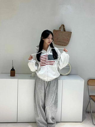 Pure American Flag Basic Zip-up Hoodie