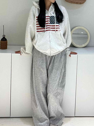 Pure American Flag Basic Zip-up Hoodie