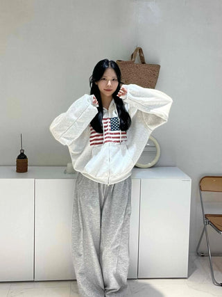 Pure American Flag Basic Zip-up Hoodie