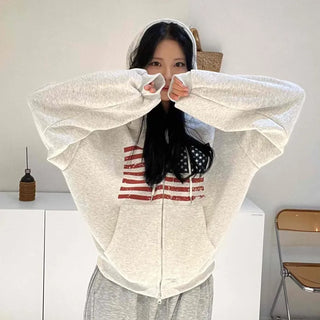Pure American Flag Basic Zip-up Hoodie