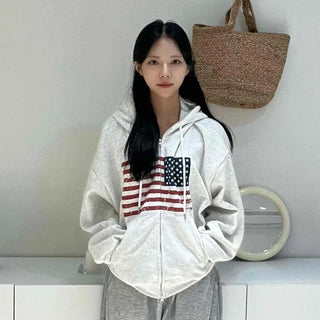Pure American Flag Basic Zip-up Hoodie
