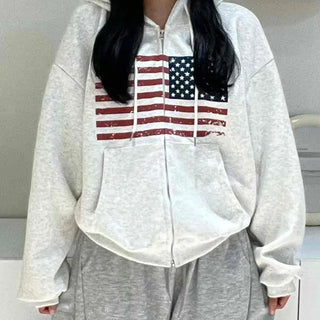 Pure American Flag Basic Zip-up Hoodie