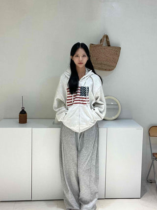 Pure American Flag Basic Zip-up Hoodie