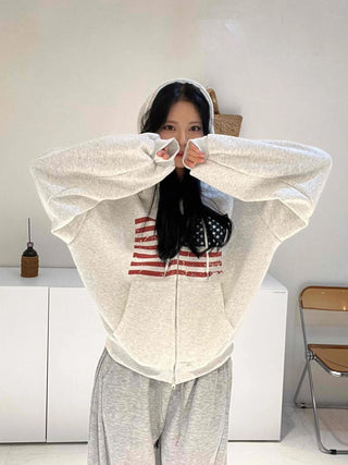 Pure American Flag Basic Zip-up Hoodie
