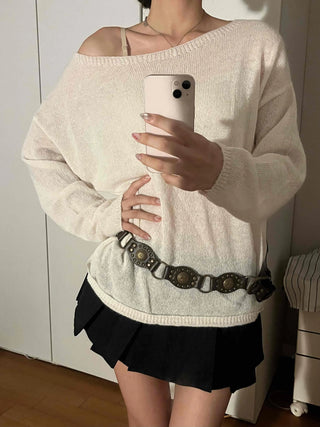 Sweet Mood Wool/Wool Alpaca Boat Neck Knit