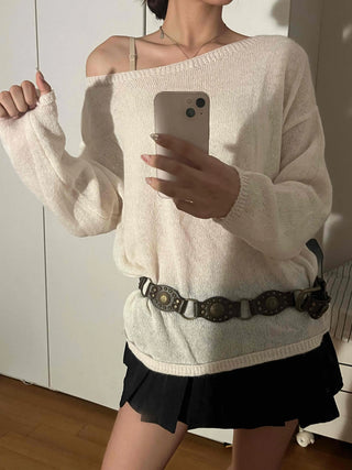 Sweet Mood Wool/Wool Alpaca Boat Neck Knit