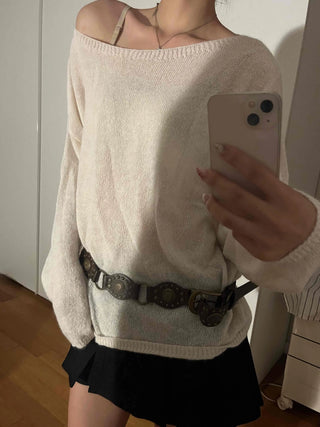 Sweet Mood Wool/Wool Alpaca Boat Neck Knit