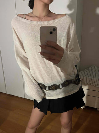 Sweet Mood Wool/Wool Alpaca Boat Neck Knit