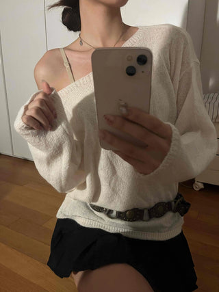 Sweet Mood Wool/Wool Alpaca Boat Neck Knit