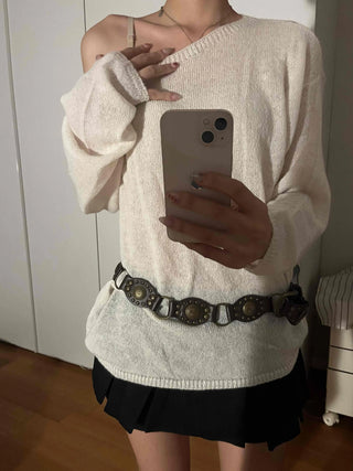 Sweet Mood Wool/Wool Alpaca Boat Neck Knit