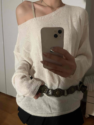 Sweet Mood Wool/Wool Alpaca Boat Neck Knit