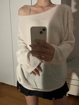 Sweet Mood Wool/Wool Alpaca Boat Neck Knit