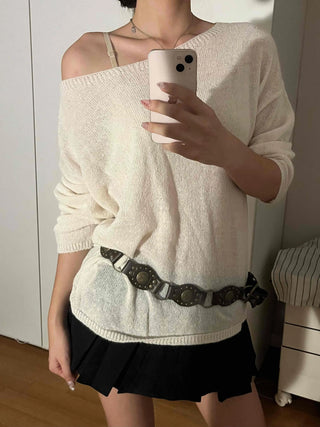 Sweet Mood Wool/Wool Alpaca Boat Neck Knit