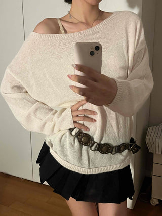 Sweet Mood Wool/Wool Alpaca Boat Neck Knit