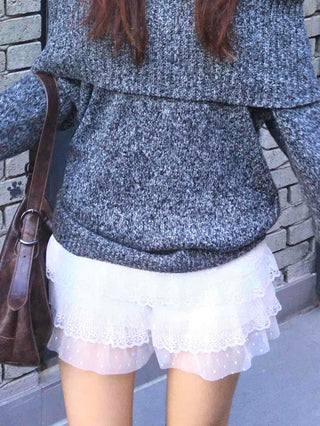 Minimal Lace Frill Mini Skirt