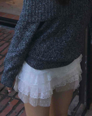 Minimal Lace Frill Mini Skirt