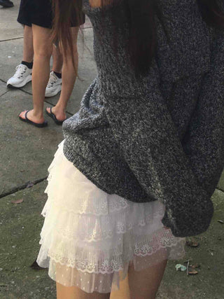 Minimal Lace Frill Mini Skirt
