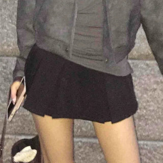 Feminine Geek Chic Pleated Basic Mini Skirt