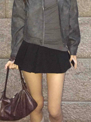 Feminine Geek Chic Pleated Basic Mini Skirt