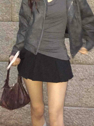 Feminine Geek Chic Pleated Basic Mini Skirt