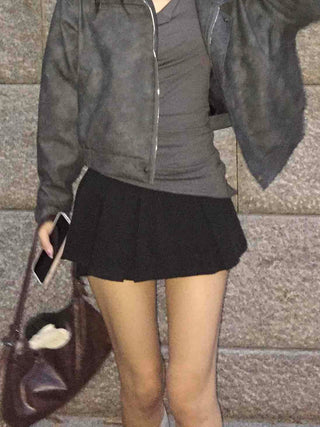 Feminine Geek Chic Pleated Basic Mini Skirt