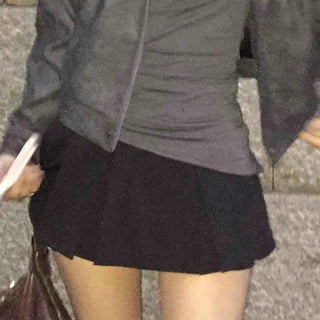 Feminine Geek Chic Pleated Basic Mini Skirt