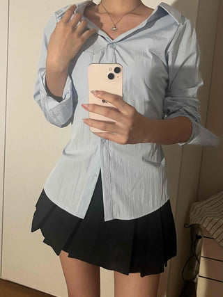 Cinched Waist Pocket Strap Shirt