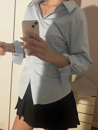 Cinched Waist Pocket Strap Shirt