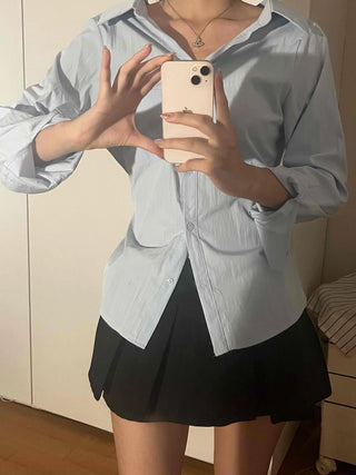 Cinched Waist Pocket Strap Shirt