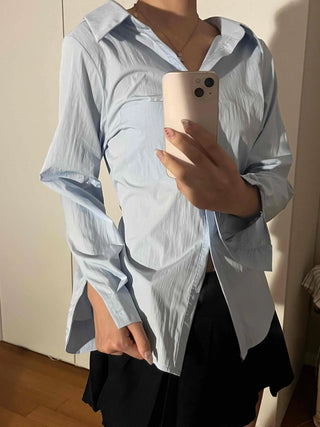 Cinched Waist Pocket Strap Shirt