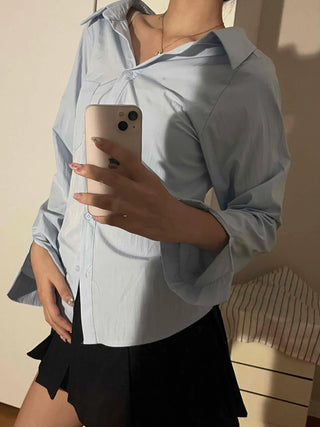 Cinched Waist Pocket Strap Shirt
