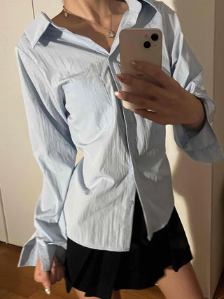 Cinched Waist Pocket Strap Shirt