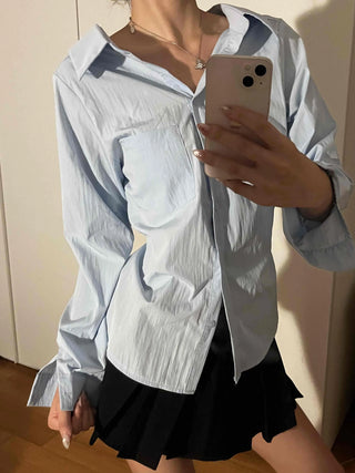 Cinched Waist Pocket Strap Shirt