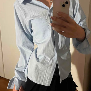 Cinched Waist Pocket Strap Shirt