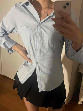 Cinched Waist Pocket Strap Shirt
