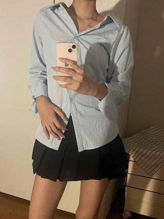 Cinched Waist Pocket Strap Shirt