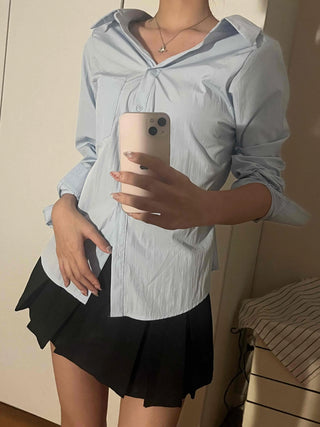 Cinched Waist Pocket Strap Shirt