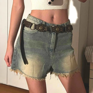 Basic Knee-length Denim Pocket Shorts