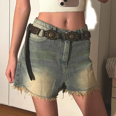 Basic Knee-length Denim Pocket Shorts