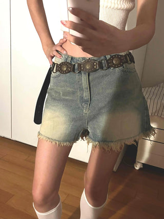 Basic Knee-length Denim Pocket Shorts