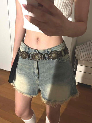 Basic Knee-length Denim Pocket Shorts