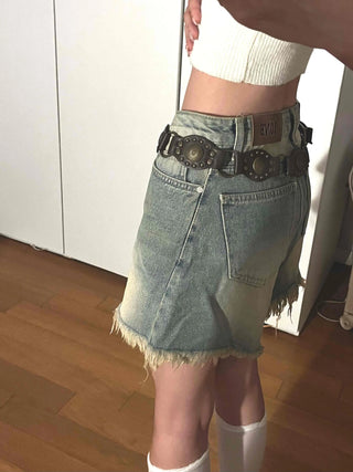 Basic Knee-length Denim Pocket Shorts