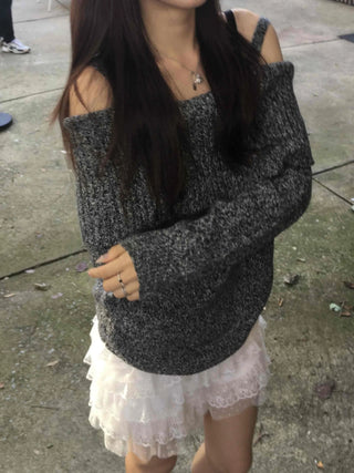 Charcoal hip knit winter mini dress