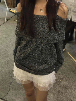 Charcoal hip knit winter mini dress