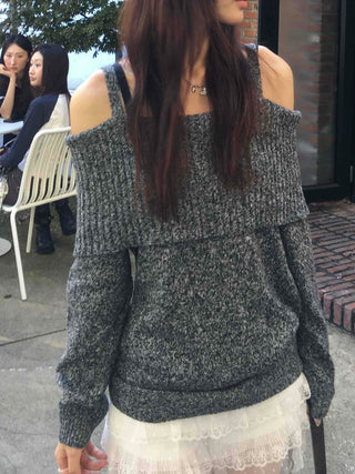 Charcoal hip knit winter mini dress