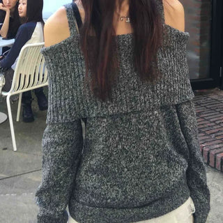 Charcoal hip knit winter mini dress